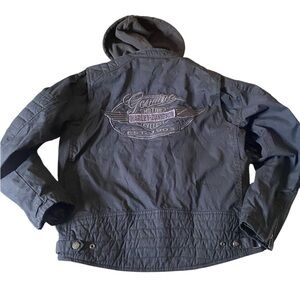 Harley-Davidson Dark Gray Hooded Jacket with Back Embroidered Logo 3 in one